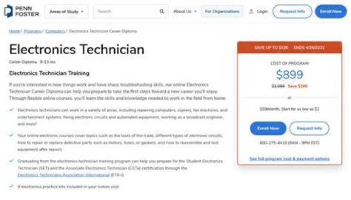 Can you become an electronics technician at Penn Foster?
